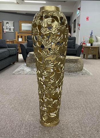 Aluminium Gold 40" Tall Cut Out Tall Vase - AL001