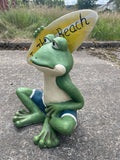 To The Beach Frog Surfer Garden Ornament - TC009