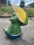 To The Beach Frog Surfer Garden Ornament - TC009