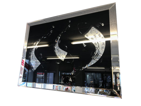 Mirrored Floating Crystal Black Fish Tail Mirror - TH005