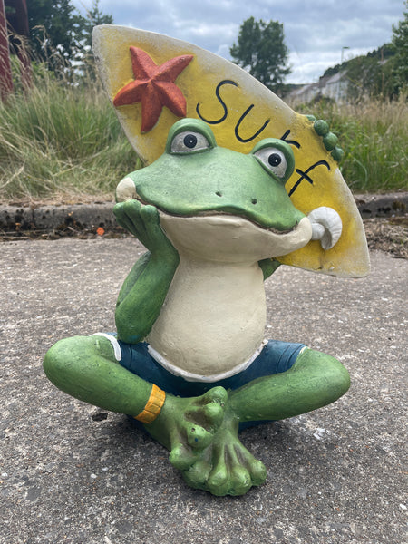 Surf Frog Garden Ornament - TC010