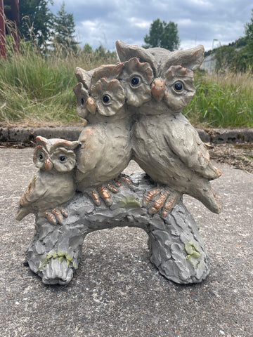 Owl Trio Grey & Copper Garden Ornament - TC006