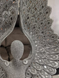 Silver Studded Mosaic Angel Wings Over Head Ornament - NY067