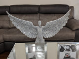 Silver Studded Mosaic Large Angel Spread Wings Ornament - NY068