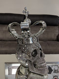 Silver Large Crown Fallen King Skull Ornament - NY054