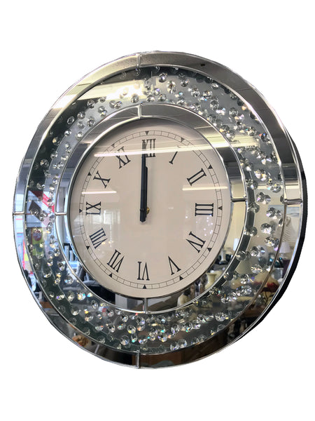 Mirrored Floating Crystal Circle Wall Clock - CD013