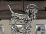 Silver Electroplated Sausage Dog with Headphones & Glasses Ornament - JG021