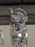 Silver Electroplated Sausage Dog with Headphones & Glasses Ornament - JG021