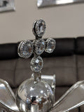 Silver Large Crown Fallen King Skull Ornament - NY054