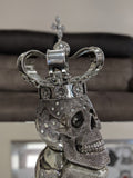 Silver Large Crown Fallen King Skull Ornament - NY054