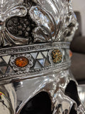 Silver Medium Crown Fallen Queen Skull Ornament - NY056