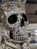 Silver Medium Crown Fallen Queen Skull Ornament - NY056
