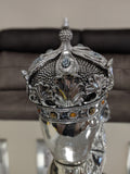 Silver Medium Crown Fallen Queen Skull Ornament - NY056
