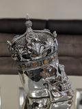 Silver Medium Crown Fallen Queen Skull Ornament - NY056
