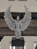 Silver Studded Mosaic Wing Angel Ornament - NY064