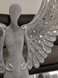 Silver Studded Mosaic Wing Angel Ornament - NY064