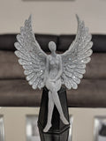 Silver Studded Mosaic Wing Sitting Angel Ornament - NY065