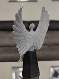 Silver Studded Mosaic Wing Sitting Angel Ornament - NY065