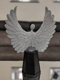Silver Studded Mosaic Wing Sitting Angel Ornament - NY065