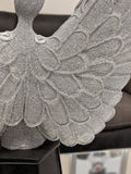 Silver Studded Mosaic Wing Sitting Angel Ornament - NY065