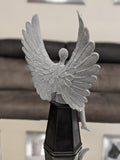 Silver Studded Mosaic Wing Sitting Angel Ornament - NY065