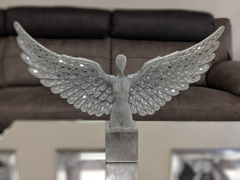 Silver Studded Mosaic Angel Bust Ornament - NY066