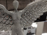 Silver Studded Mosaic Angel Bust Ornament - NY066