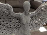 Silver Studded Mosaic Large Angel Spread Wings Ornament - NY068