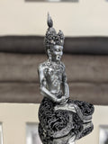 Silver & Black Praying Lotus Buddha Ornament - QS019