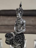 Silver & Black Praying Lotus Buddha Ornament - QS019