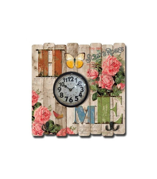 Painted Wooden Fence Wall Clock - 14AD217-2