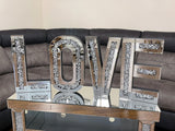 Mirrored Crushed Diamante Large LOVE Letter Wall Decor - AC003