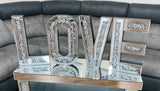 Mirrored Crushed Diamante Large LOVE Letter Wall Decor - AC003