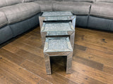 Crushed Diamante Mirrored Triple Nest of Tables - AC005