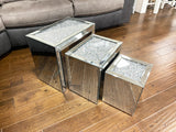 Crushed Diamante Mirrored Triple Nest of Tables - AC005