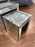 Crushed Diamante Mirrored Triple Nest of Tables - AC005