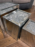 Crushed Diamante Mirrored Triple Nest of Tables - AC005