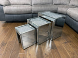 Crushed Diamante Mirrored Triple Nest of Tables - AC005