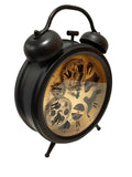 Black Faux Alarm Bell Skeleton Mantle Clock - 33.5cm - CA014