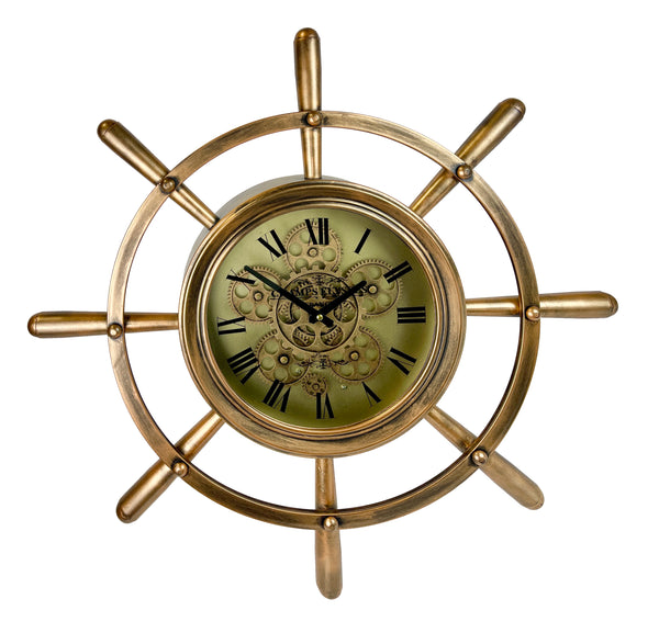 Brass Sailors Wheel Skeleton Clock - 67cm - CA020