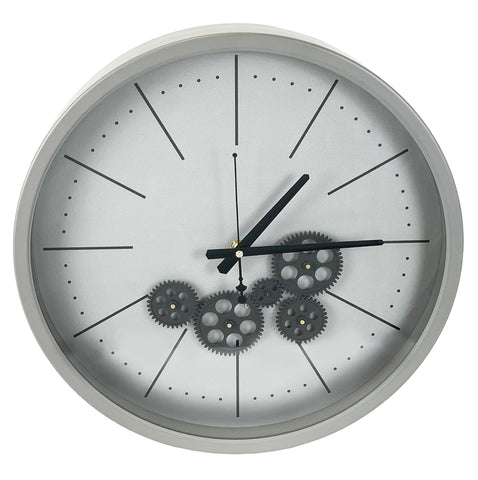 Grey & White Round Skeleton Clock - 46cm - CA022