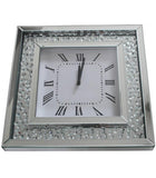 Mirrored Floating Crystal Square Wall Clock - CD014