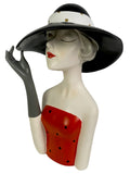 1930s Style French Lady in Red Dress Ornament - FB002