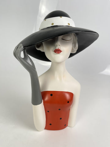 1930s Style French Lady in Red Dress Ornament - FB002