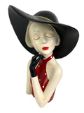 1930s Style French Lady in Red Dress Touching Face Ornament - FB003