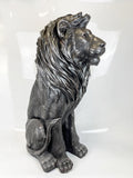 Silver Sitting Lion Statue Ornament - FC030