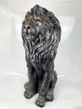Silver Sitting Lion Statue Ornament - FC030