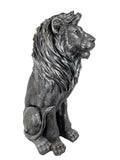 Silver Sitting Lion Statue Ornament - FC030
