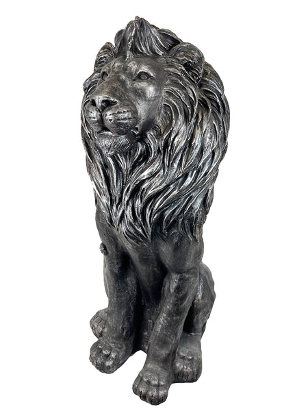 Silver Sitting Lion Statue Ornament - FC030