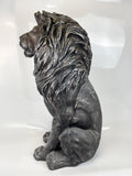 Silver Sitting Lion Statue Ornament - FC030